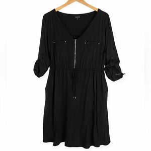 Black Tunic Dress with Zipper Detail